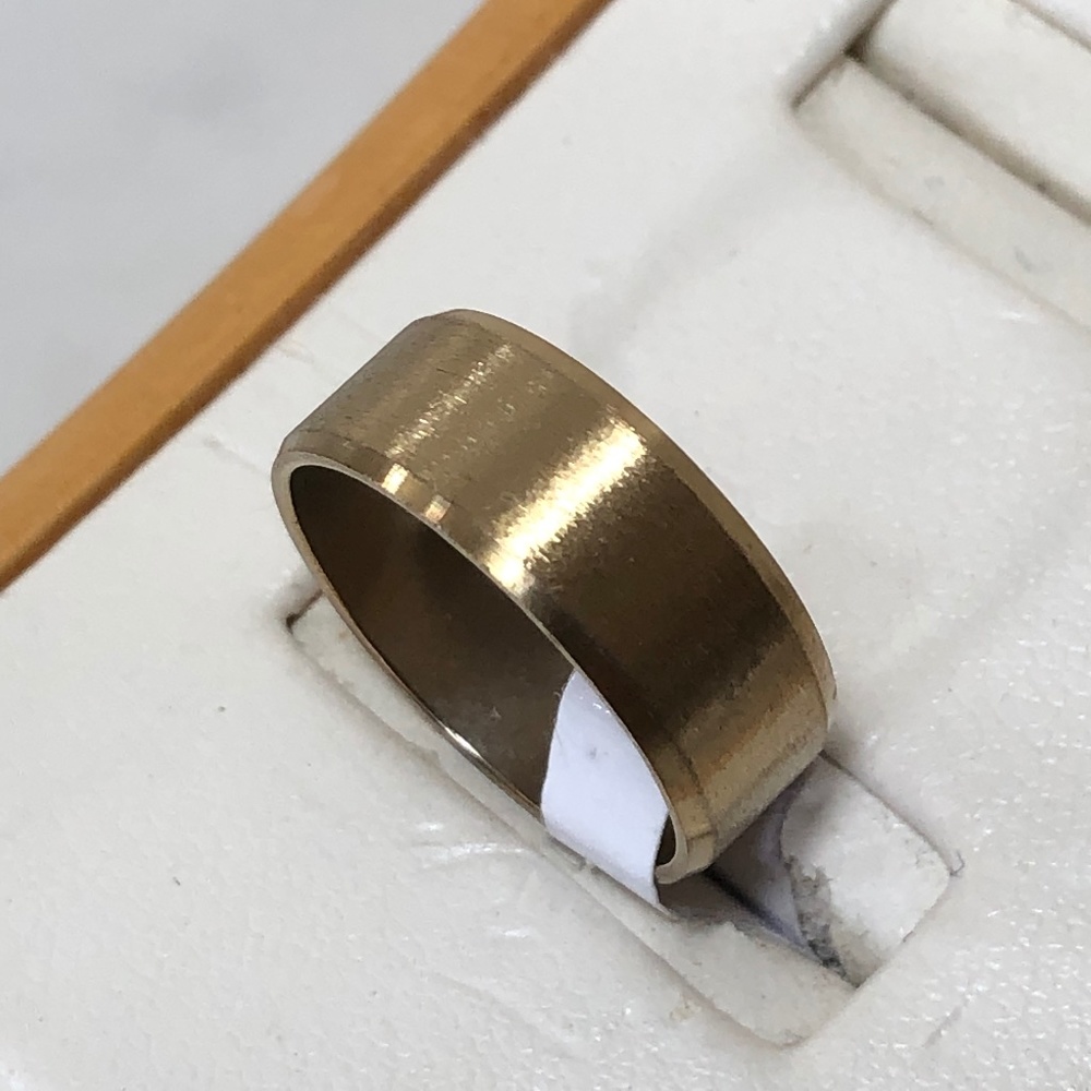 New Stainless Steel Yellow Men's Women's Wedding Wide Flat Band 7mm Size 6.25